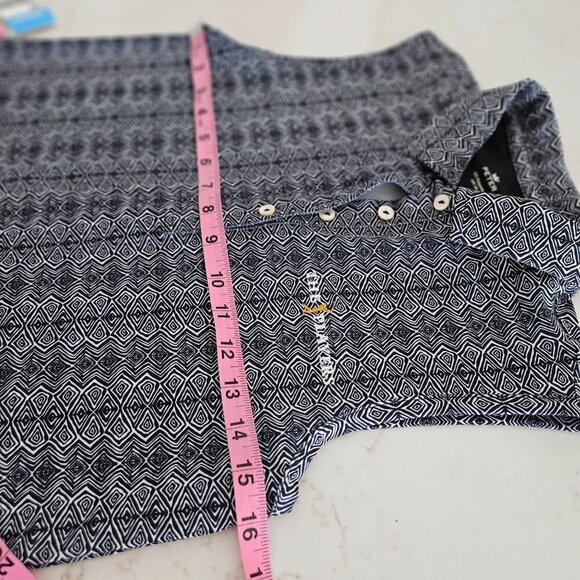 Peter Millar The Players Sleeveless Polo Shirt Small Black White UPF 50+ - Picture 6 of 7